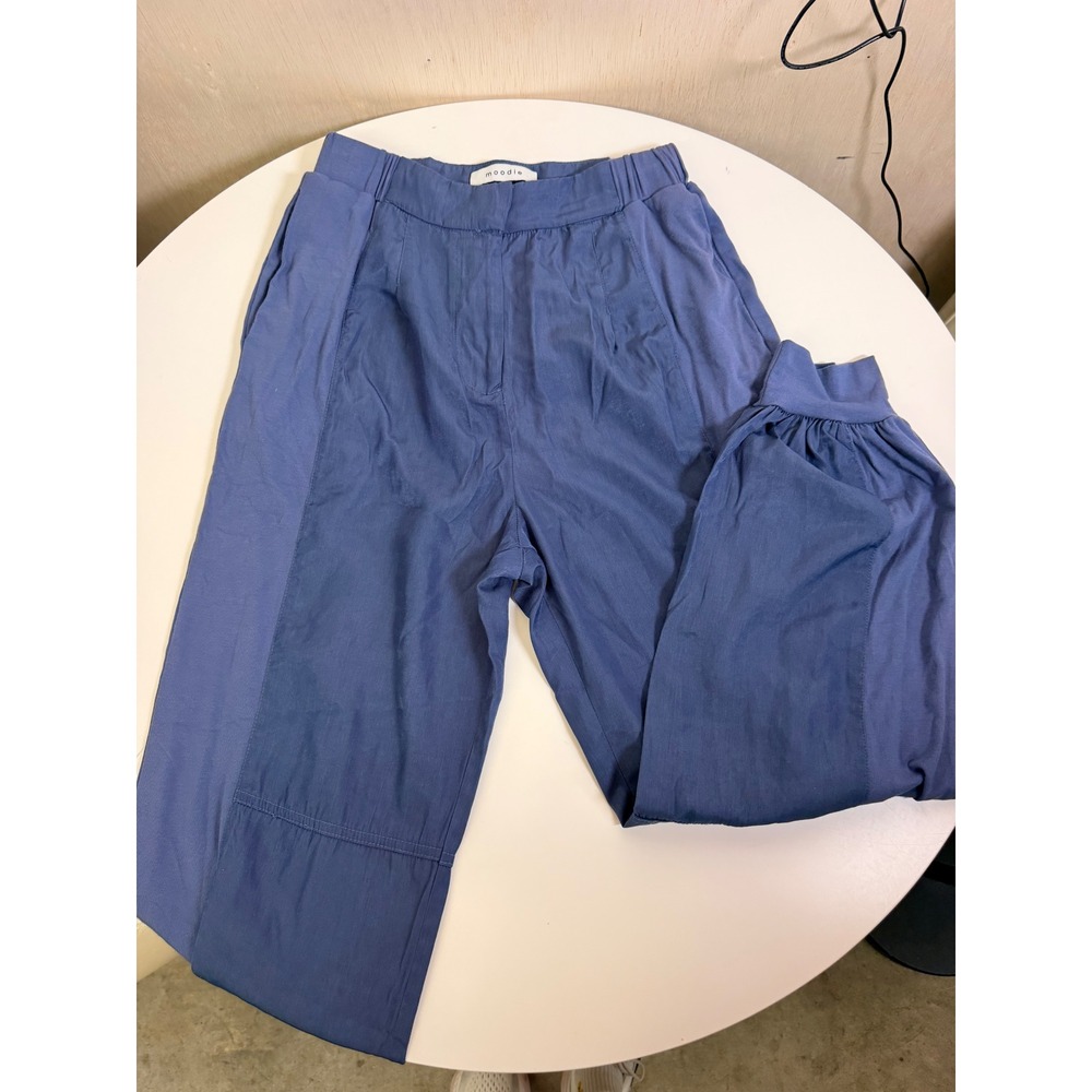 moodie Jogger Pants Women Medium Blue Excellent Mixed Media High Rise M40226BLU